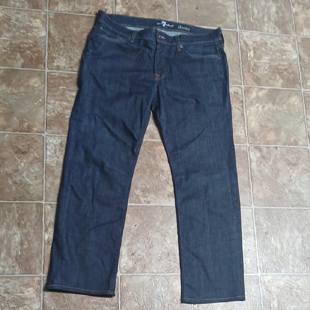7 For All Mankind Men's Dark Indigo Straight Jeans